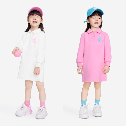 女童装连衣裙长袖秋新款宝宝白色甜美简约翻领时尚裙子安奈儿童装TG333021 商品图4