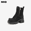 MIO米奥冬季方头高跟中筒靴酷飒厚底户外工装靴马丁靴女靴M235630212 商品缩略图0