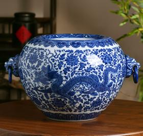 柴窑龙川牡丹聚宝缸