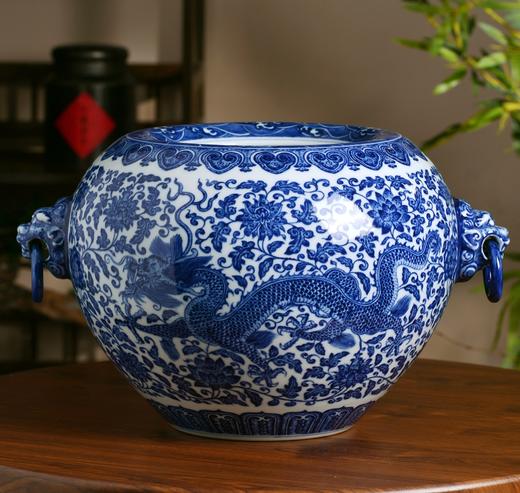 柴窑龙川牡丹聚宝缸 商品图0