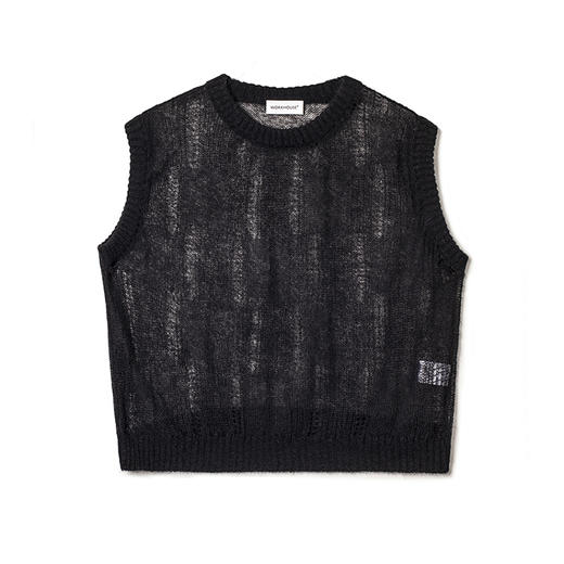 322工房KING马海毛女士圆领镂空针织背心2023秋冬款叠穿马甲B104 商品图4