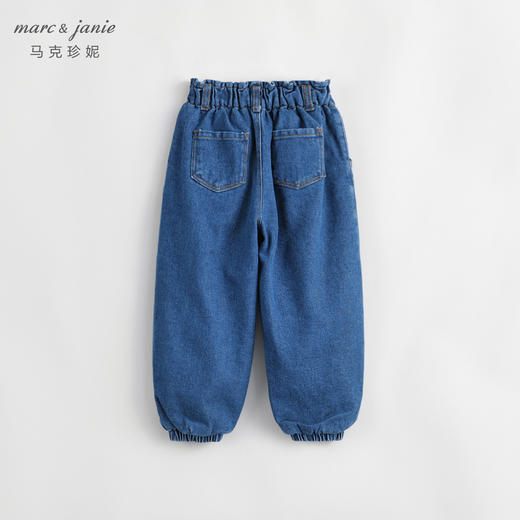 马克珍妮秋冬新款 女童花边腰夹棉保暖牛仔裤 儿童裤子231980 商品图1