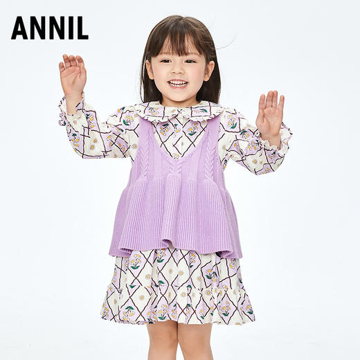 【实体店同款】女童田园风两件式连衣裙套装2023年秋季新款安奈儿童装XG333526 商品图1