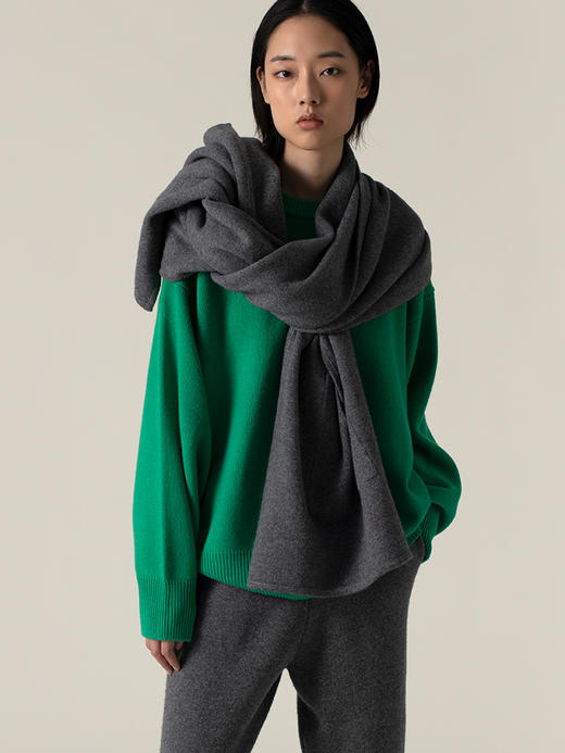 322工房多用披肩加厚羊毛羊绒大针织斗篷纯色秋冬款保暖围巾A953 商品图3