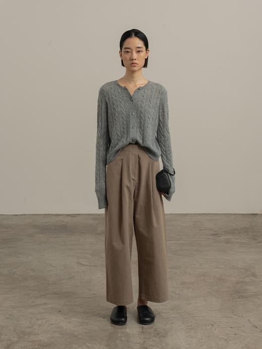 322工房经典再造纯山羊绒针织绞花开衫2023秋冬百搭纯色外套B154 商品图2