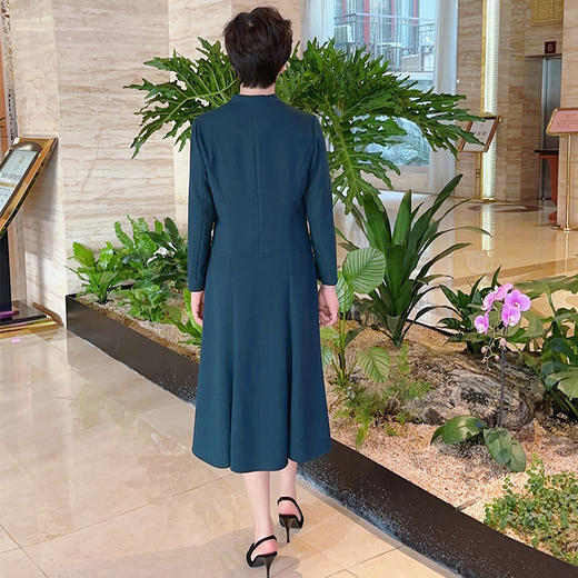 圣三利女装  时尚气质亮丝金属扣连衣裙丝SL2037102 商品图2