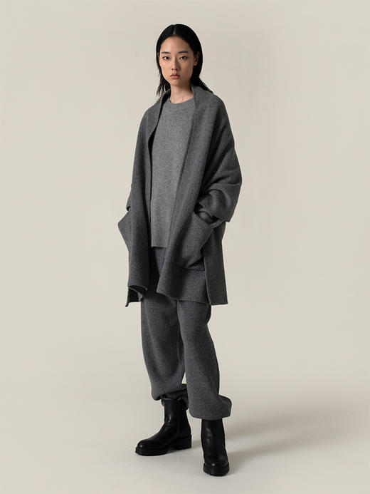 322工房多用披肩加厚羊毛羊绒大针织斗篷纯色秋冬款保暖围巾A953 商品图2