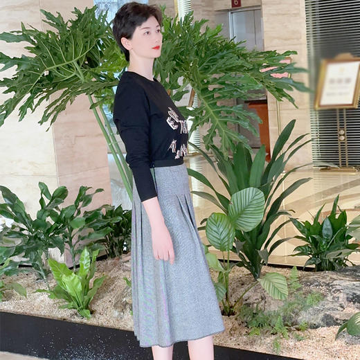 SAINT L’UCK/圣媛媛女装  优雅时尚金丝羊毛半身裙SA320B55 商品图1