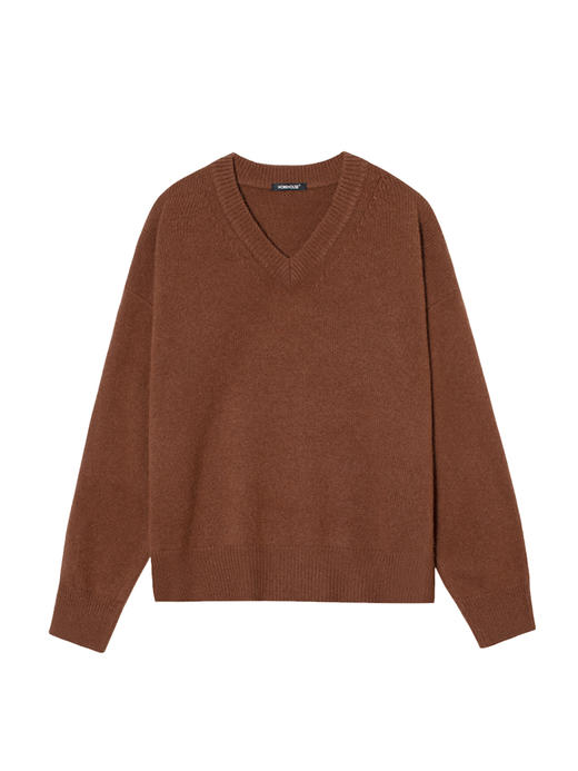 322工房重磅经典加厚保暖纯山羊绒衫针织衫新款宽松V领套头衫A954 商品图4