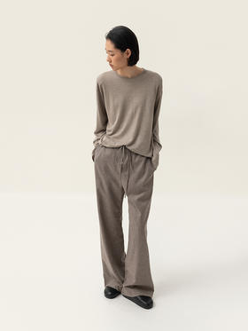 322工房经典再造长袖真丝羊绒圆领套头衫2023秋冬针织打底衫B109