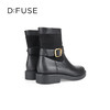 Dfuse迪芙斯冬季新款牛皮圆头复古方扣休闲短靴女DF34116156/DF34118156 商品缩略图6