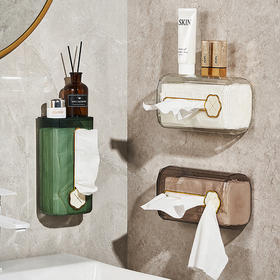 「三色可选！壁挂式」透色壁挂洗脸巾盒 浴室卫生间免打孔挂墙可倒挂抽取收纳整理纸巾盒