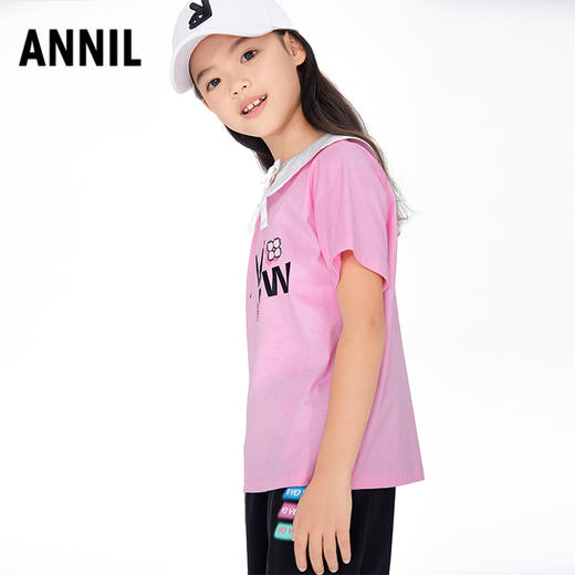 【实体店同款】女童圆领针织衫买即赠领子2023年夏季新款安奈儿童装AG321717 商品图5