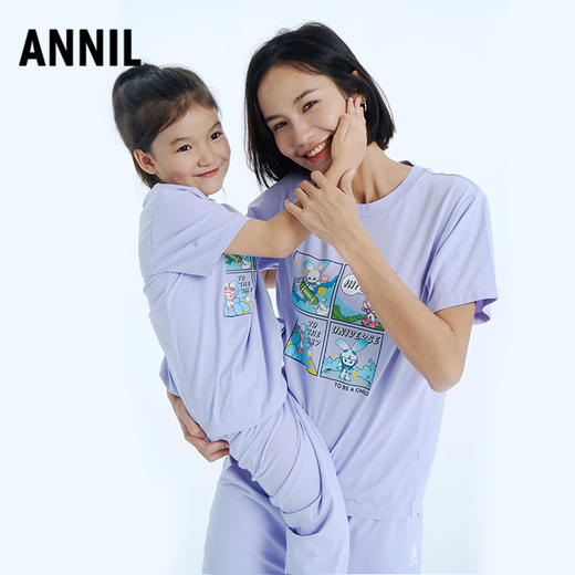 男女童SORONA记忆棉弹弹T圆领短袖针织衫亲子T恤安奈儿童装小程序专享AM311607 商品图2