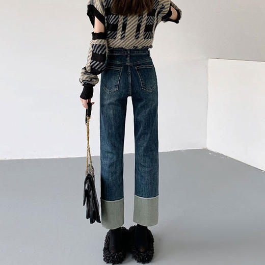 【GZ】无忧购韩版修身复古百搭翻边直筒九分烟管裤033#（截单后3-5天发货) 商品图2