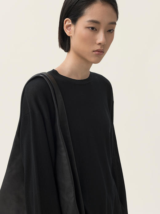 322工房经典再造长袖真丝羊绒圆领套头衫2023秋冬针织打底衫B109 商品图2