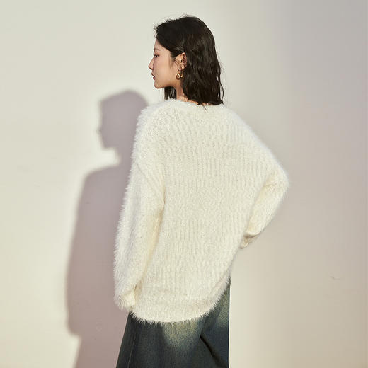流苏宽松圆领毛衣新款设计感套头慵懒风针织衫毛衣女V2238769 商品图4