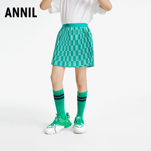 女童半身裙夏季新款女孩时尚雪纺百搭运动百褶裙子安奈儿童装EG323134 商品图1