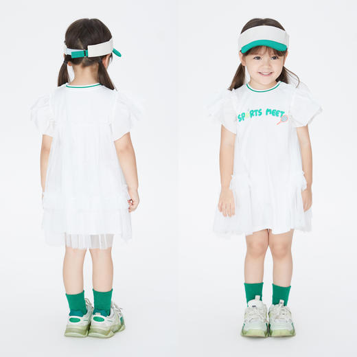 【实体店同款】女童连衣裙拼接白色夏装新款网纱裙子安奈儿童装XG323614 商品图4