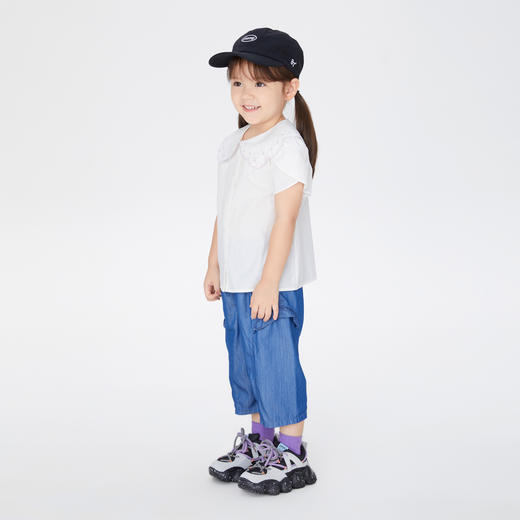 【实体店同款】女童装衬衫宝宝纯棉夏新款翻领短袖白衬衣安奈儿童装XG321637 商品图4