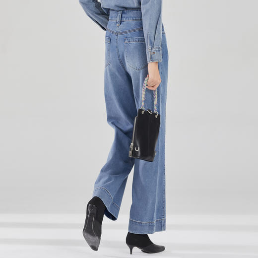 谜底牛仔裤长裤女2023秋款复古时髦高腰丹宁牛仔直筒裤239MK7405 商品图2