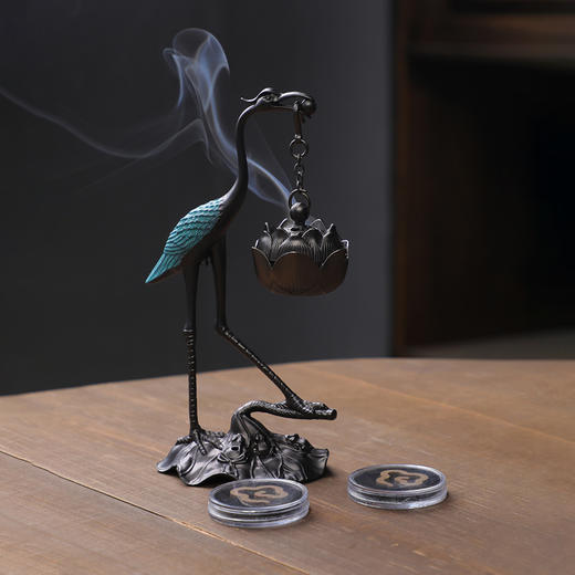 小仙鹤香炉家用创意复古摆件香薰炉盘香中式茶道摆件沉香香座香薰炉茶道 商品图3