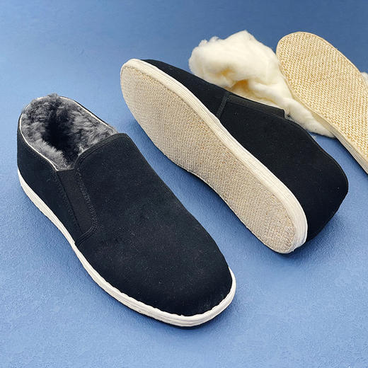 内联升男鞋秋冬千层底棉鞋羊毛巾舌棉边鞋8537A 商品图1