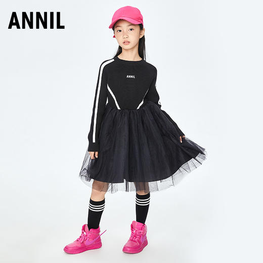 【实体店同款】女童长袖连衣裙2023年秋季新款安奈儿童装AG333669 商品图1