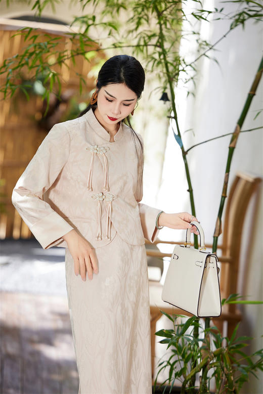 FLZD-A9372秋季新款中式小香风感套装女提花长袖气质时尚两件套 商品图5