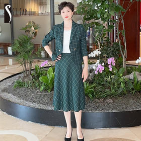 圣三利女装  简约休闲格子半身裙SL2035121