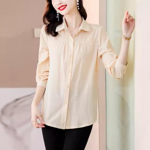 A6241 棉麻衬衫女长袖秋季2023年新款漂亮宽松显瘦上衣妈妈气质内搭衬衣 商品图2