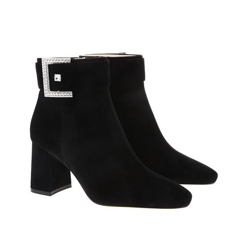 sheme新生系列进口羊反绒面料优雅时尚水晶扣饰女士短靴可定制 商品图11