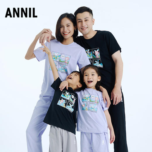 男女童SORONA记忆棉弹弹T圆领短袖针织衫亲子T恤安奈儿童装小程序专享AM311607 商品图1