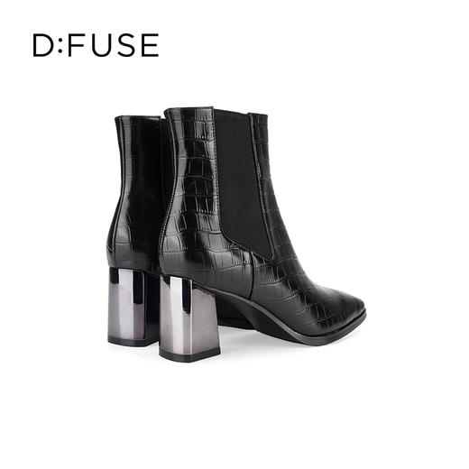 Dfuse迪芙斯冬季新款经典斑马纹粗跟切尔西短靴女DF34116106 商品图11