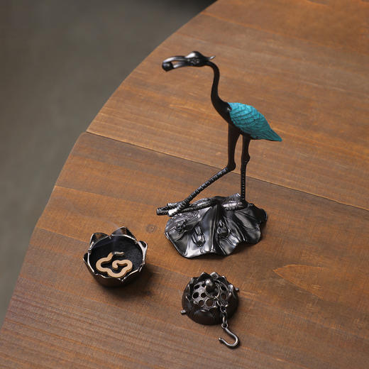 小仙鹤香炉家用创意复古摆件香薰炉盘香中式茶道摆件沉香香座香薰炉茶道 商品图1