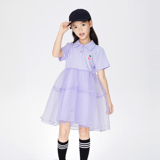 【实体店同款】女童连衣裙紫色夏装新款网纱Polo裙子安奈儿童装AG323657 商品图1