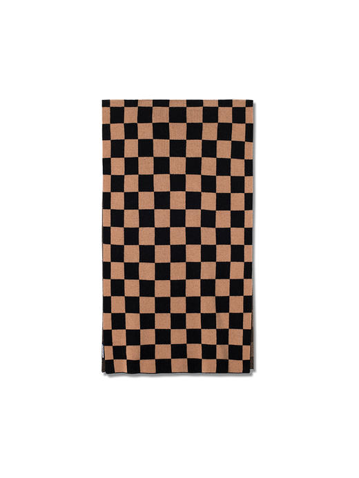 322工房羊毛混纺棋盘格针织围巾女新款冬季加厚百搭黑白格子披肩 商品图4