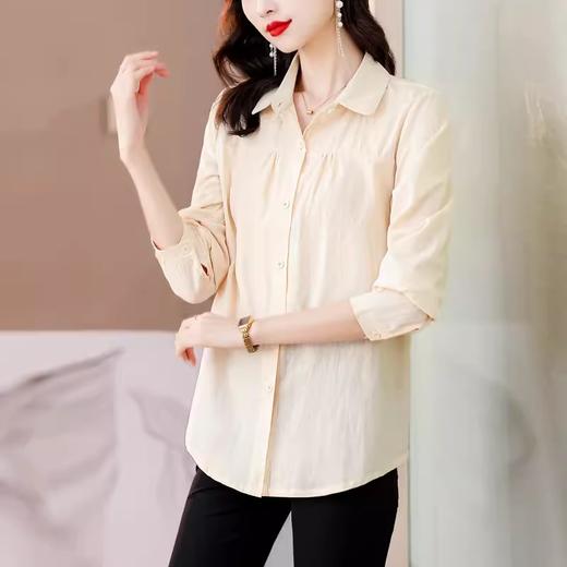 A6241 棉麻衬衫女长袖秋季2023年新款漂亮宽松显瘦上衣妈妈气质内搭衬衣 商品图3
