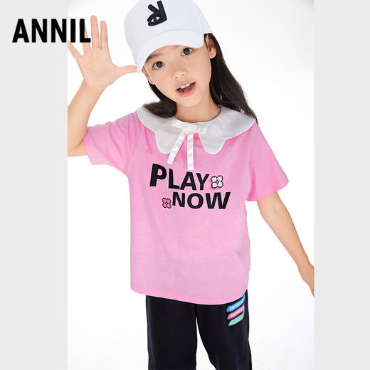 【实体店同款】女童圆领针织衫买即赠领子2023年夏季新款安奈儿童装AG321717 商品图6