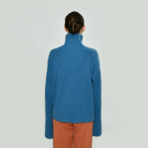 322工房纯羊绒衫女新款冬纯色高领加厚宽松廓形慵懒风针织衫毛衣 商品图3