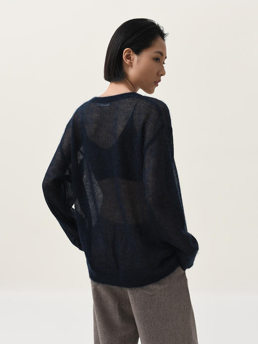 322工房KING马海毛大廓形圆领套头衫2023秋冬长袖针织打底衫B106 商品图2