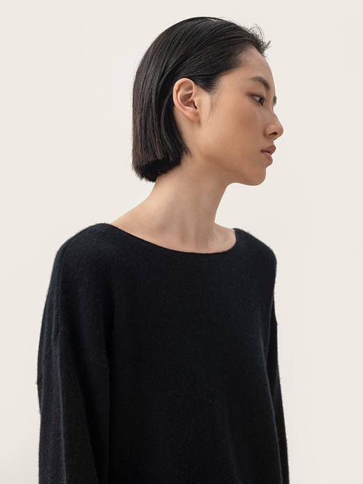 322工房再造经典纯山羊绒一字领套头衫2023秋女士套头打底衫B107 商品图3