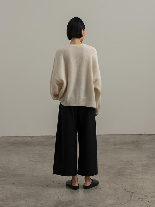 322工房经典再造女士拉毛丝羊绒针织套头衫2023秋冬廓形毛衣B146 商品图2