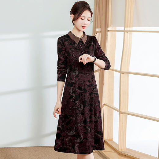 秋季新款，中长款A字裙时尚中老年妈妈装印花连衣裙QYM-YM-XGY239-Y 商品图0