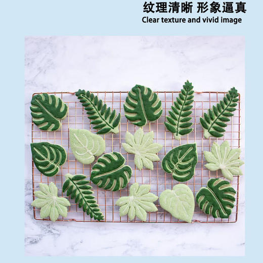 龙舌兰常春藤龟背叶饼干印花三叶四叶草雪花塑料翻糖烘焙工具家用 商品图3