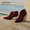 Dfuse迪芙斯秋冬新款羊反绒法式方头高跟踝靴短靴DF34116030 商品缩略图10