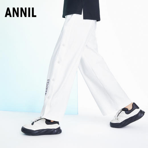 女童裤子秋冬款宽松直筒阔腿裤小女孩白色休闲长裤安奈儿童装EG316033 商品图1