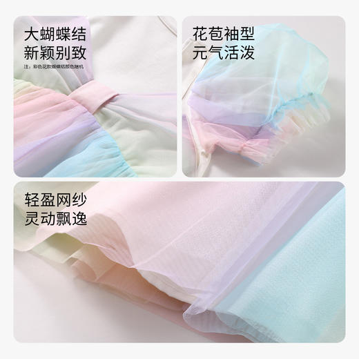 【实体店同款】女童装连衣裙夏装新款泡泡袖渐变网纱裙子安奈儿童装AG323647 商品图2