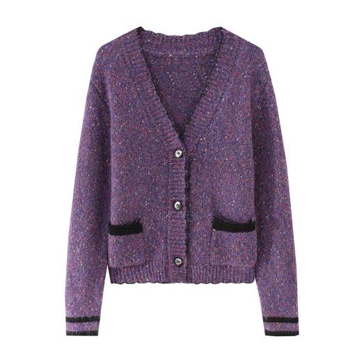 V领短款毛衣外套女秋冬2023年新款彩色甜美减龄气质长袖针织开衫CC-tbrk-6662 商品图4