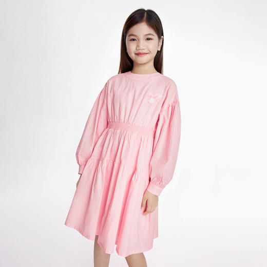 女童连衣裙洋气长袖秋新款女孩时髦纯棉甜美公主A字裙安奈儿童装EG313048 商品图1